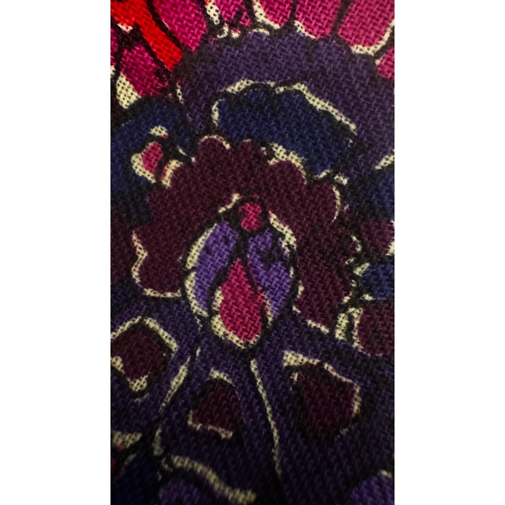 Christian Dior ECharpes Vintage Wool Scarf Magenta Fuscia Paisley Japan 35" RARE - Picture 5 of 10